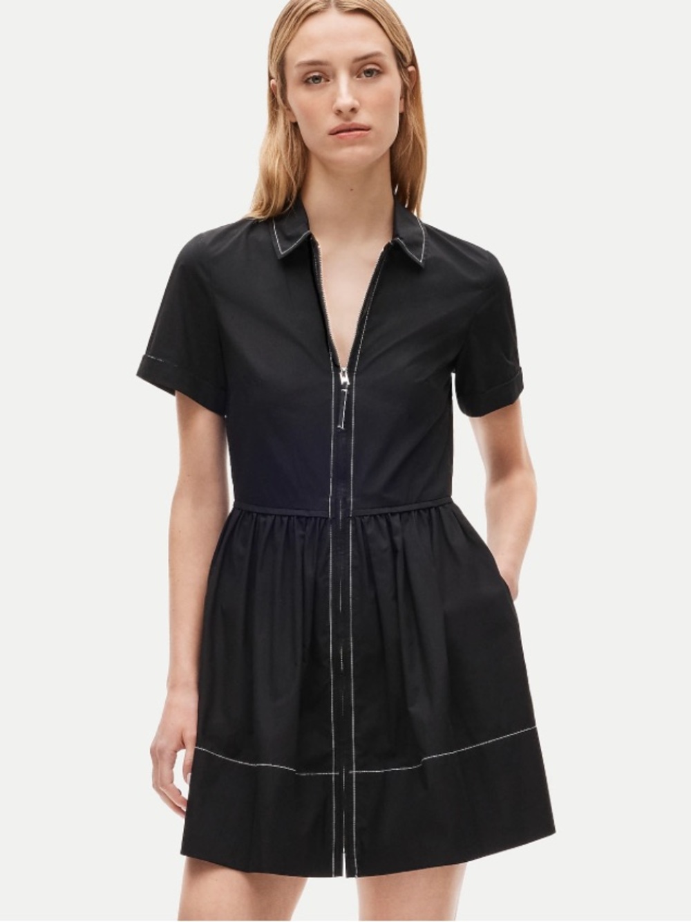 J crew Mini zip-up shirt-dress in cotton poplin